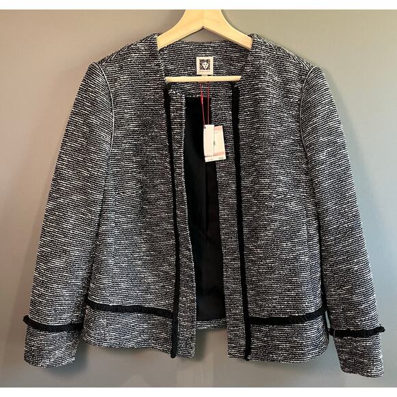NWT Anne Klein Black and White Tweed Jacket Blazer Size 10 - Picture 1 of 11